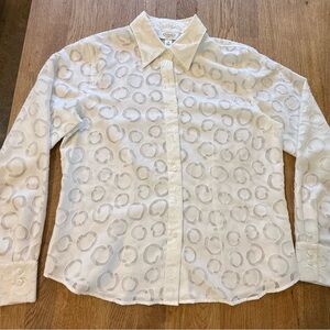Talbots Cream Textured Button-Up Shirt